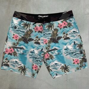 Billabong Sundays Airlite Board Shorts Mens 38 Blue Hawaiian Camo Surf Trunks